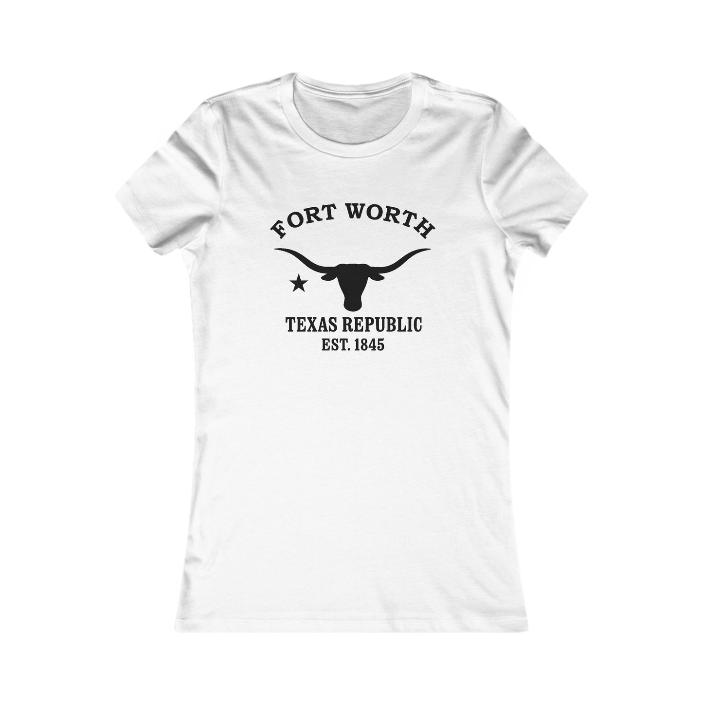 Fort Worth Texas Vintage Retro Womens Fitted Ringspun Cotton Tee - Black Logo