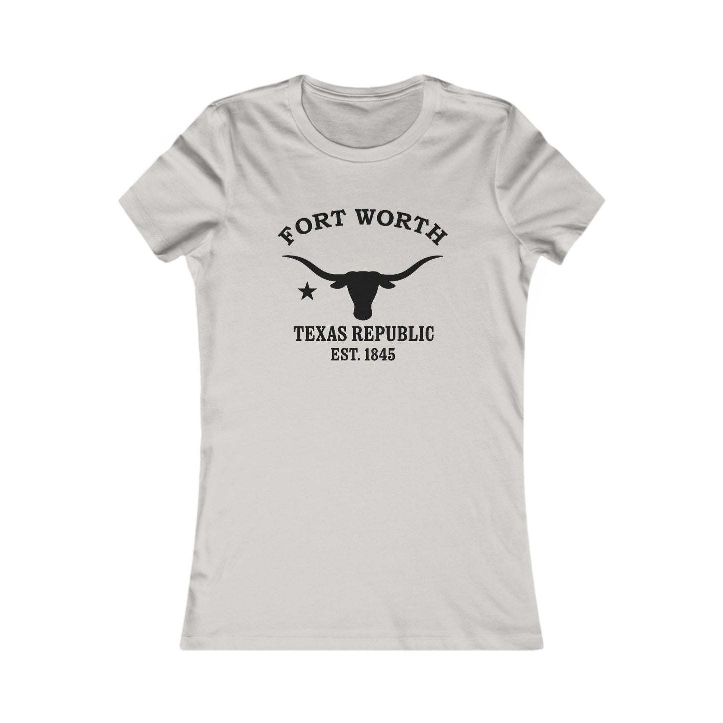 Fort Worth Texas Vintage Retro Womens Fitted Ringspun Cotton Tee - Black Logo
