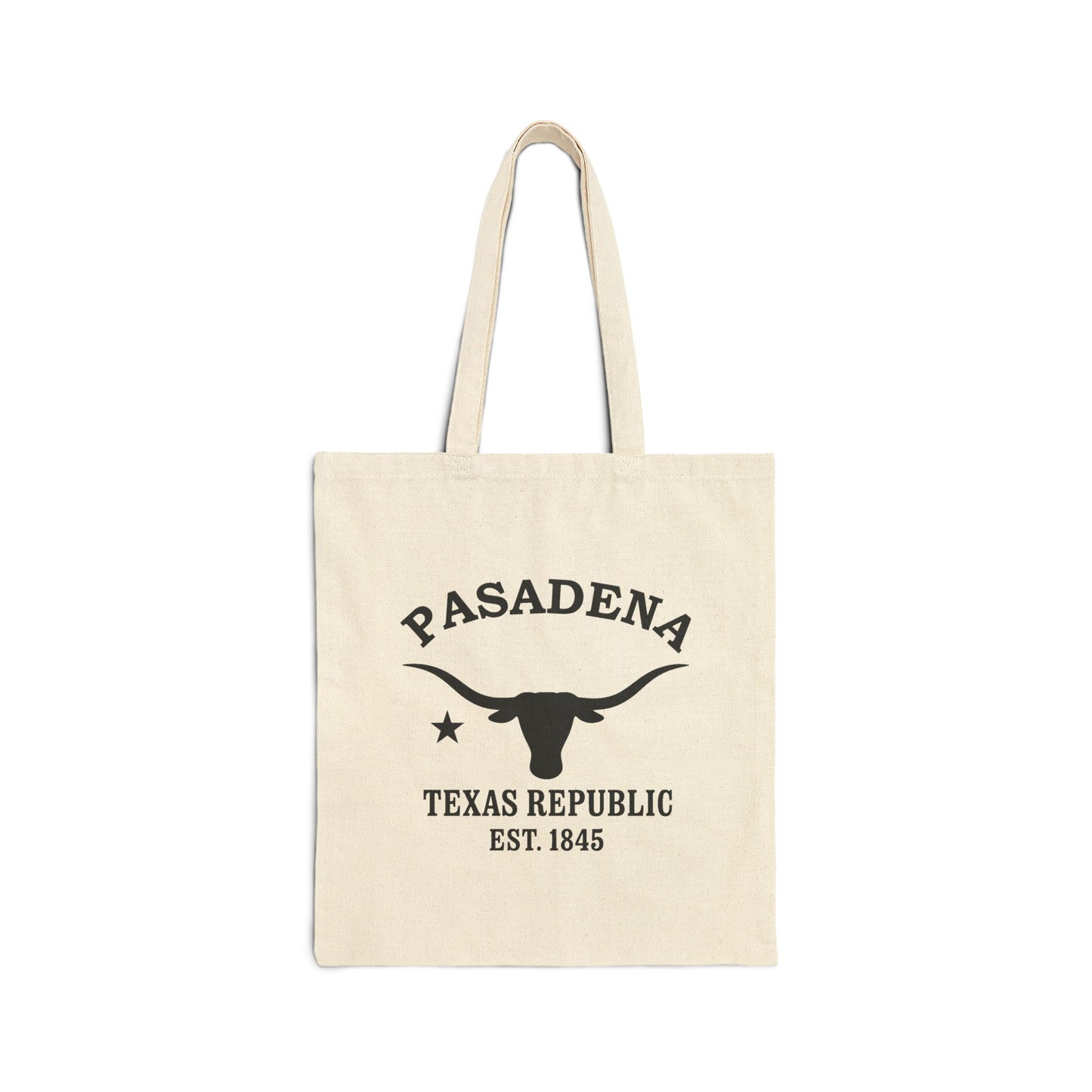 Pasadena Texas Vintage Retro Cotton Canvas Tote Bag - Black Logo