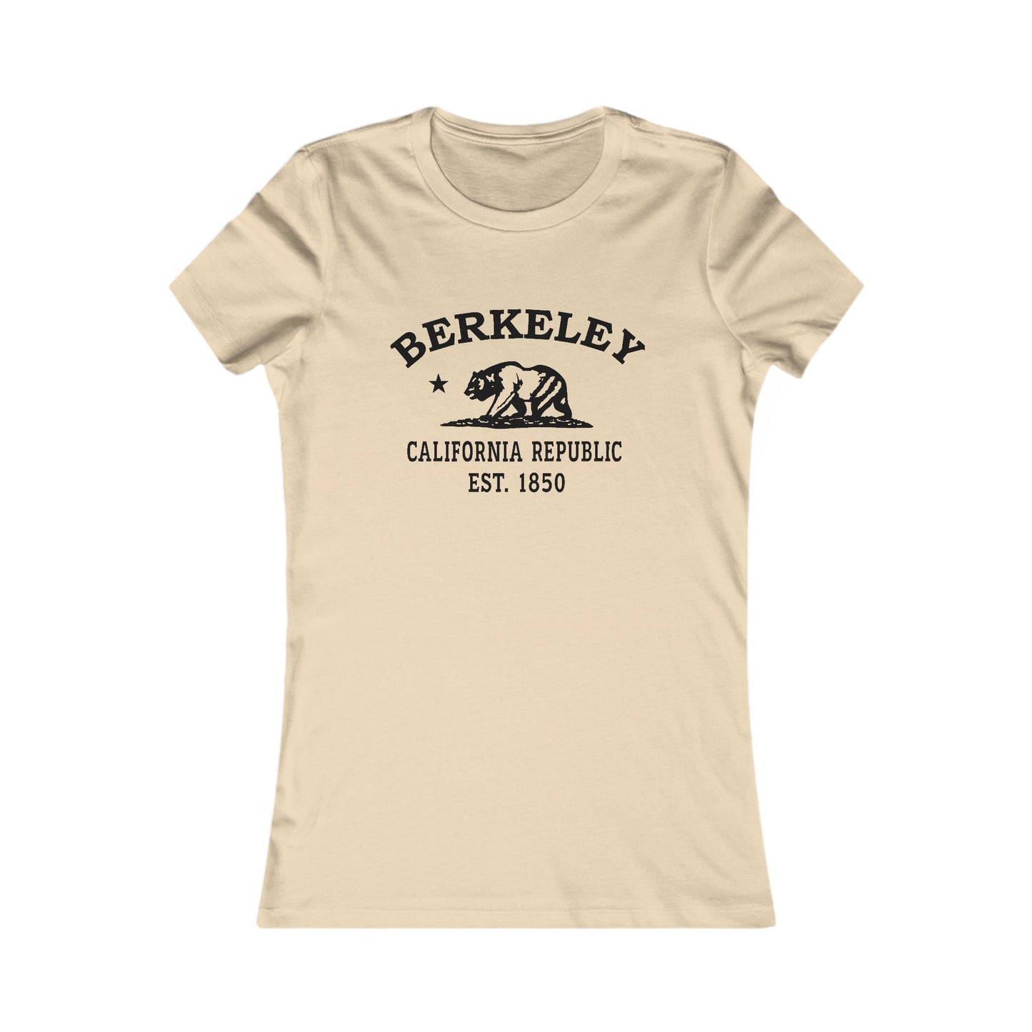 Berkeley California Ringspun Cotten Fitted Vintage Retro Womens Tee - Black Logo
