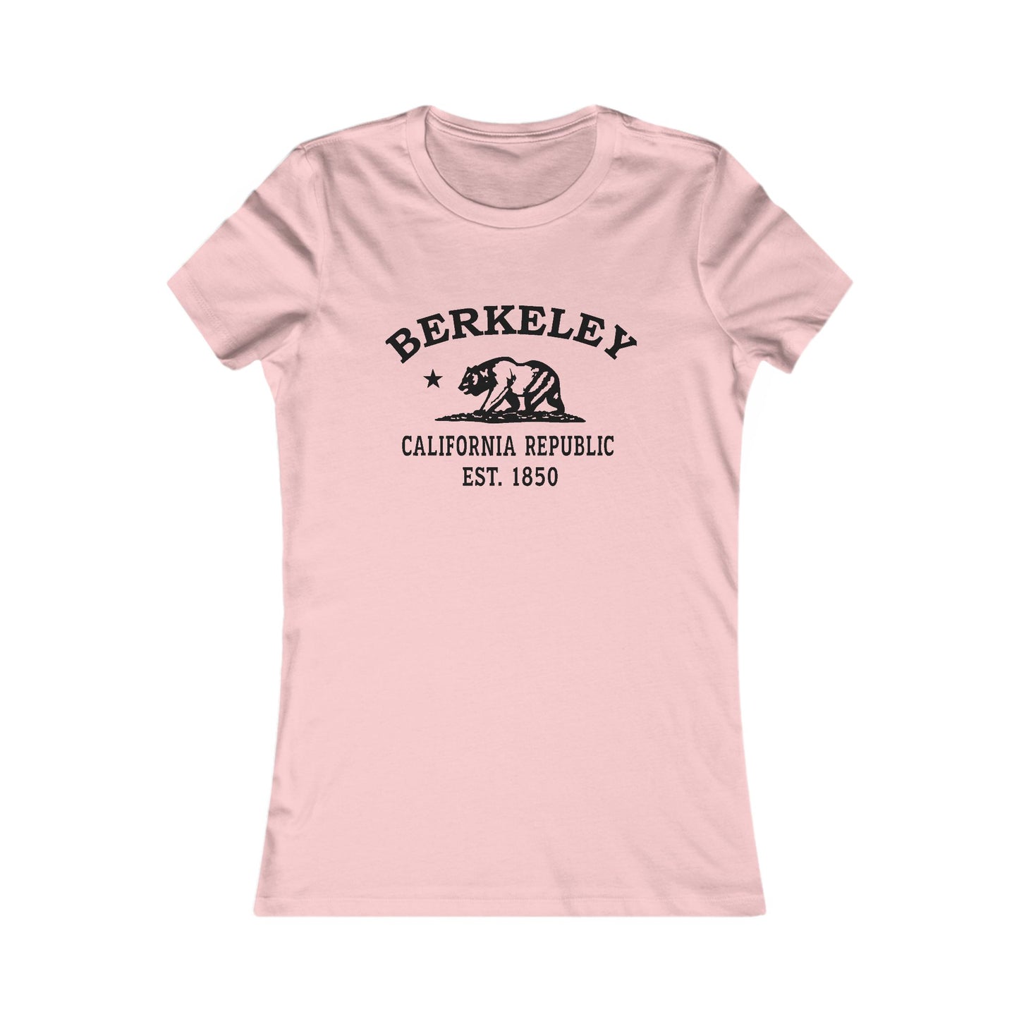 Berkeley California Ringspun Cotten Fitted Vintage Retro Womens Tee - Black Logo