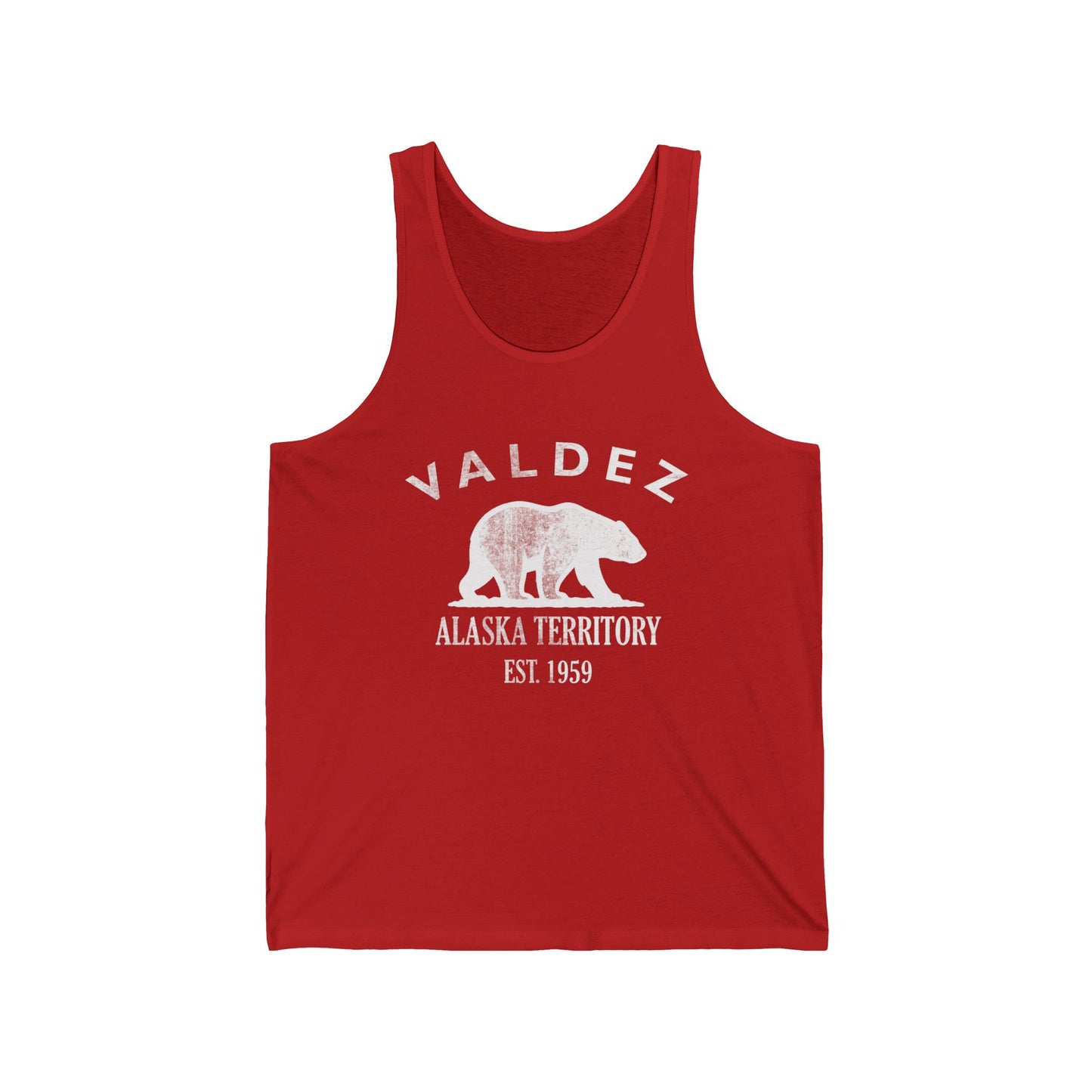 Valdez Alaska Unisex Cotton Jersey Tank Top - White Logo