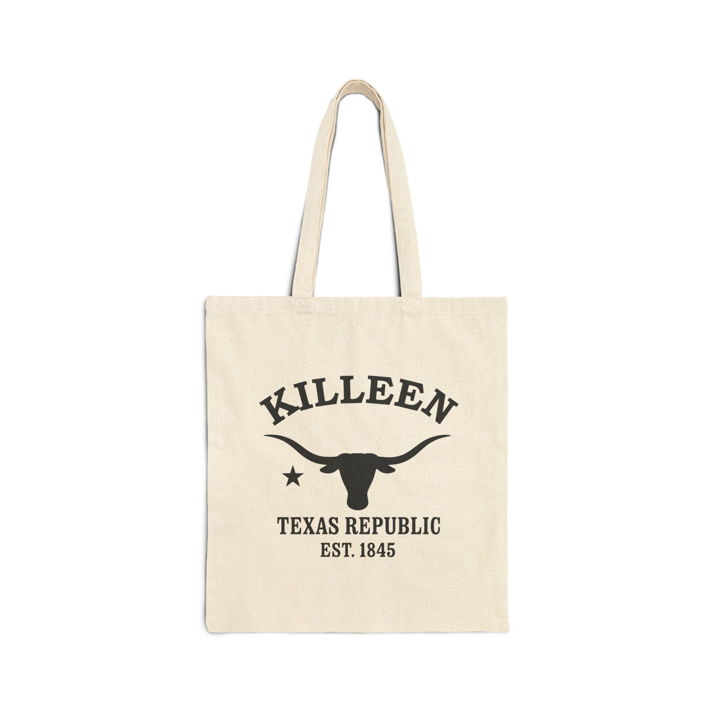 Killeen Texas Vintage Retro Cotton Canvas Tote Bag - Black Logo