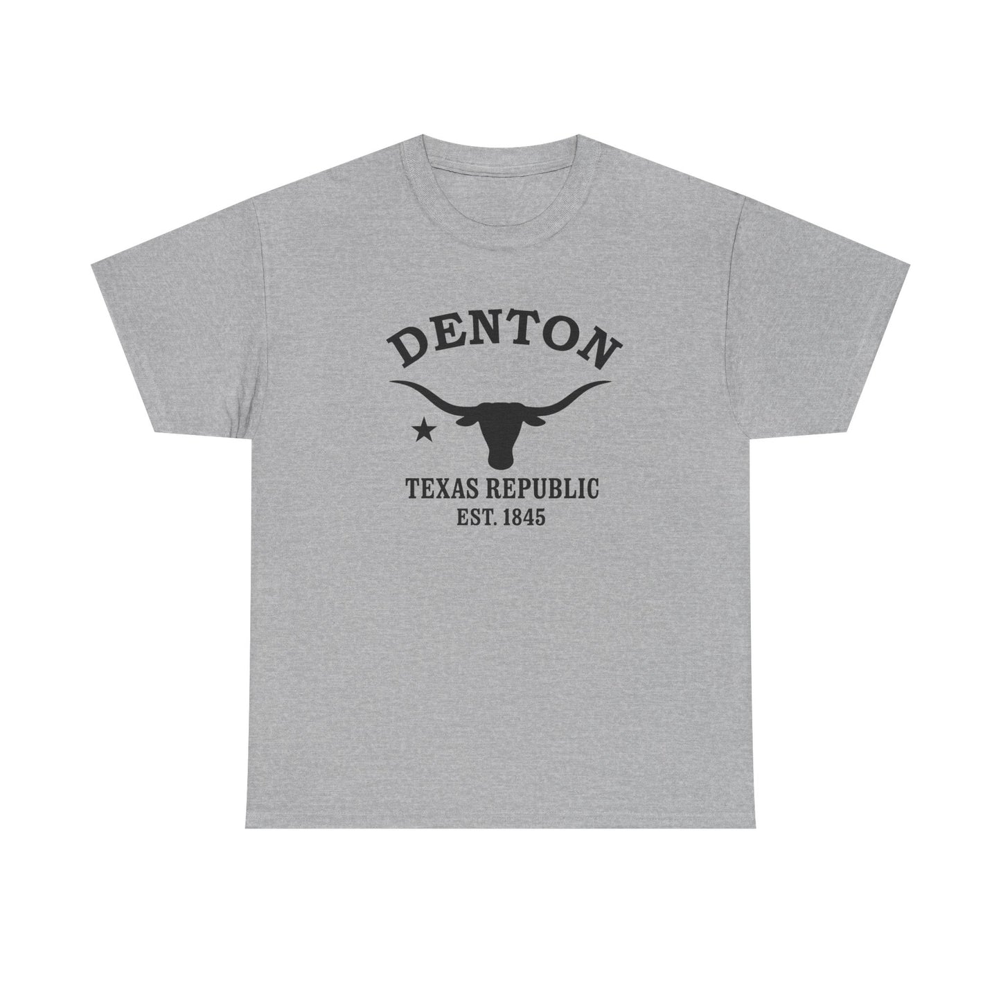 Denton Texas Vintage Retro Unisex Heavy Cotton Tee - Black Logo