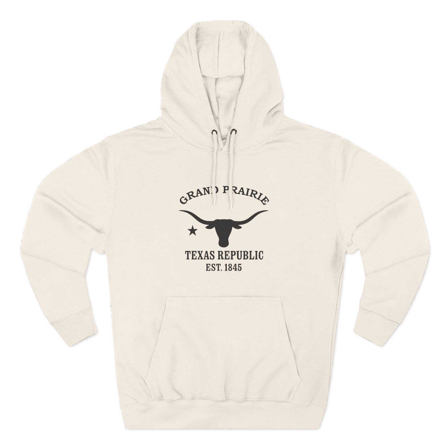 Grand Prairie Texas Vintage Retro Unisex Heavy Cotton Hoodie - Black Logo