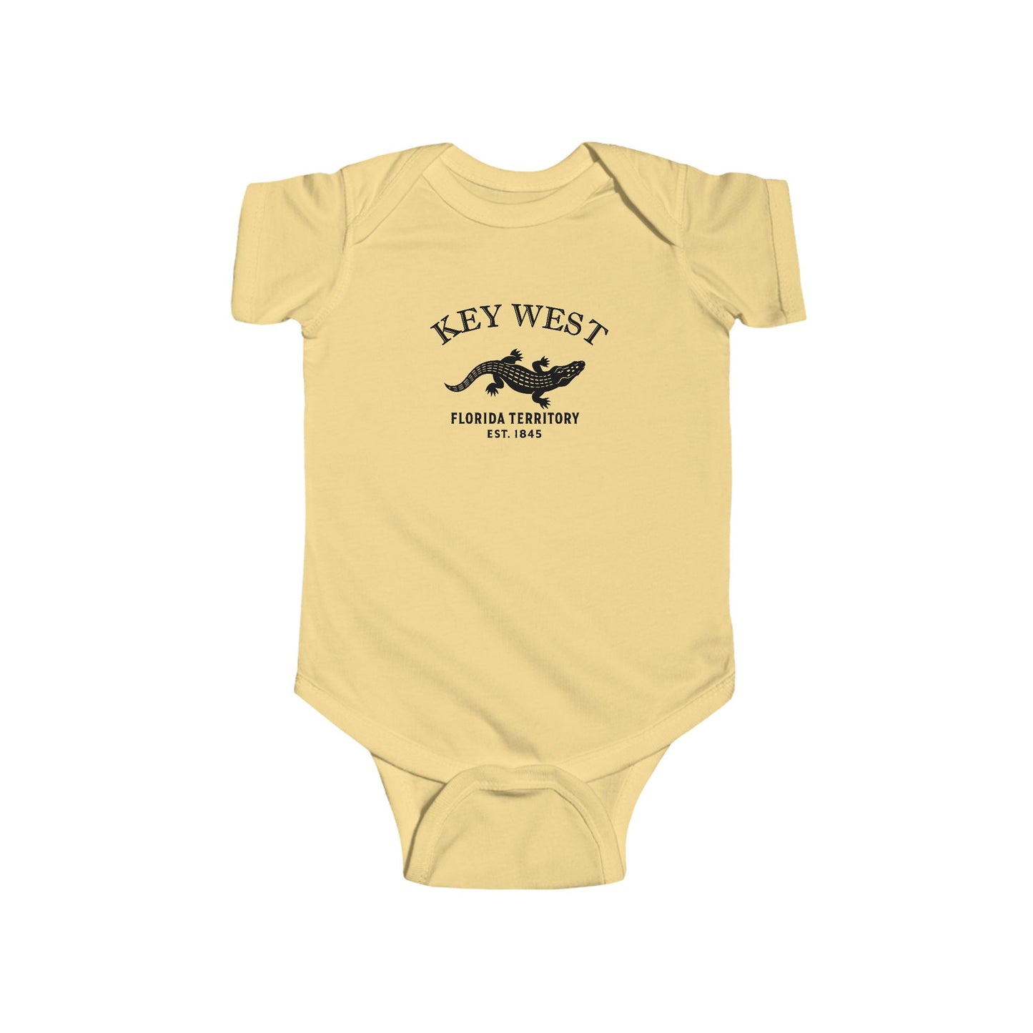 Key West Florida Vintage Retro Cotton Jersey Baby Bodysuit - Black Logo