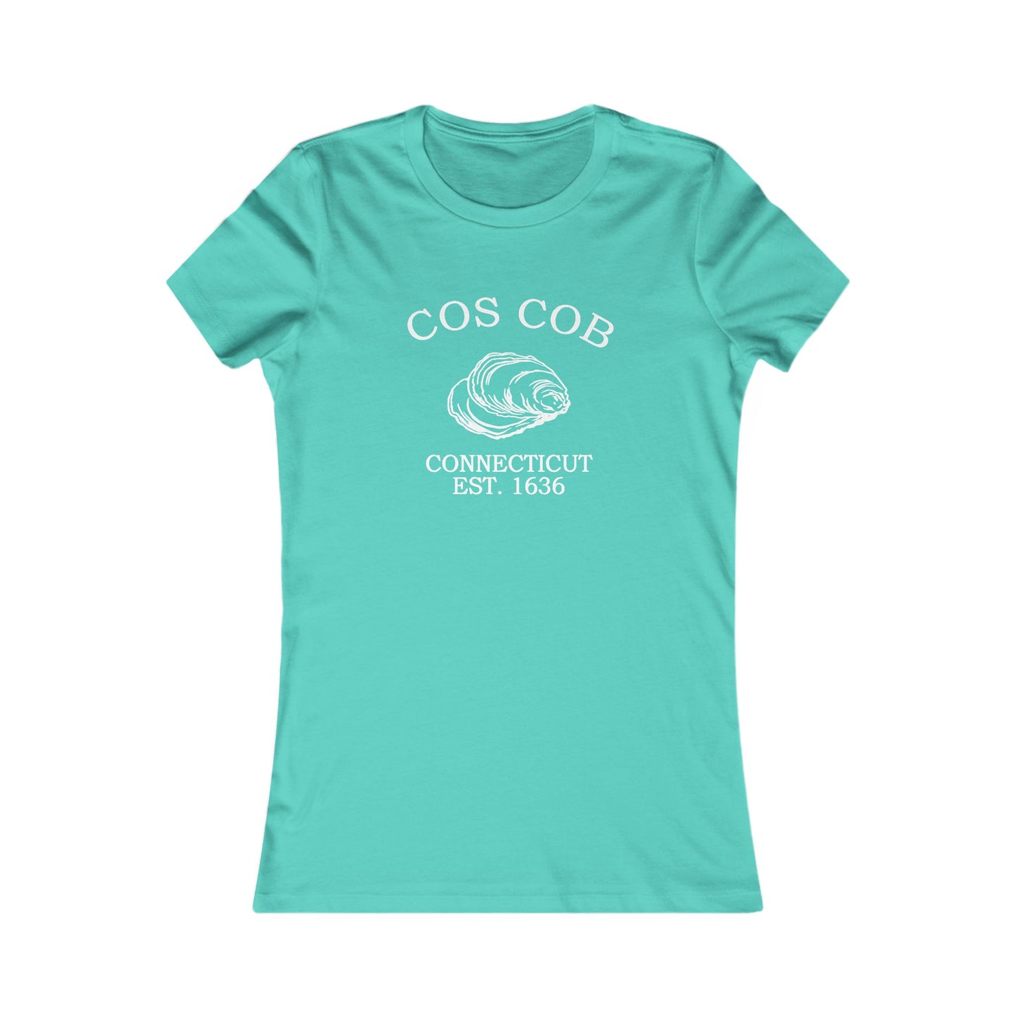 Cos Cob Connecticut Vintage Retro Womens Fitted Ringspun Cotton Tee - White Logo