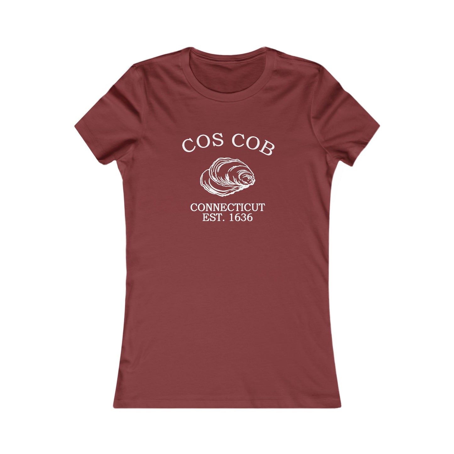 Cos Cob Connecticut Vintage Retro Womens Fitted Ringspun Cotton Tee - White Logo