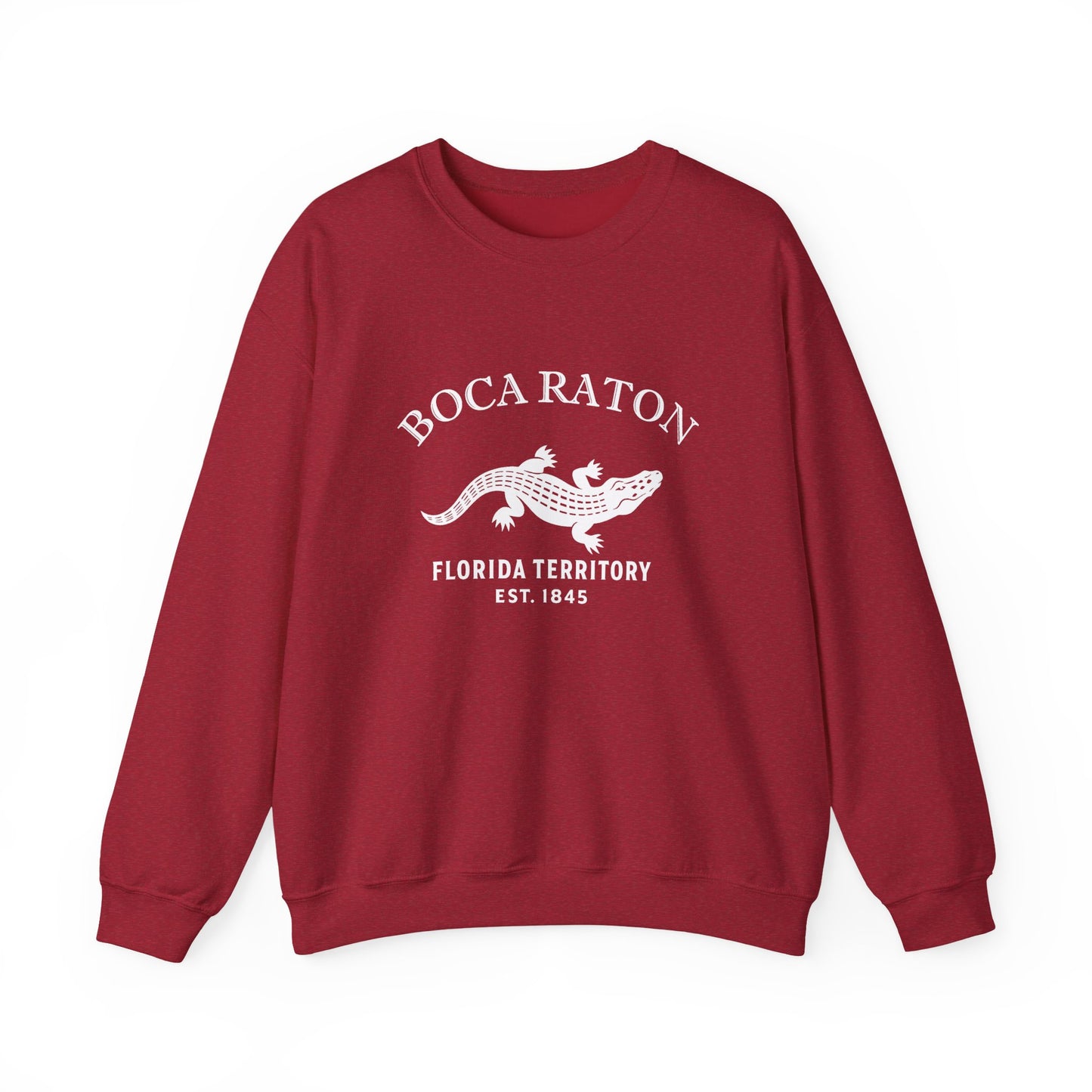 Boca Raton Florida Vintage Retro Unisex Heavy Crewneck Sweatshirt - White Logo