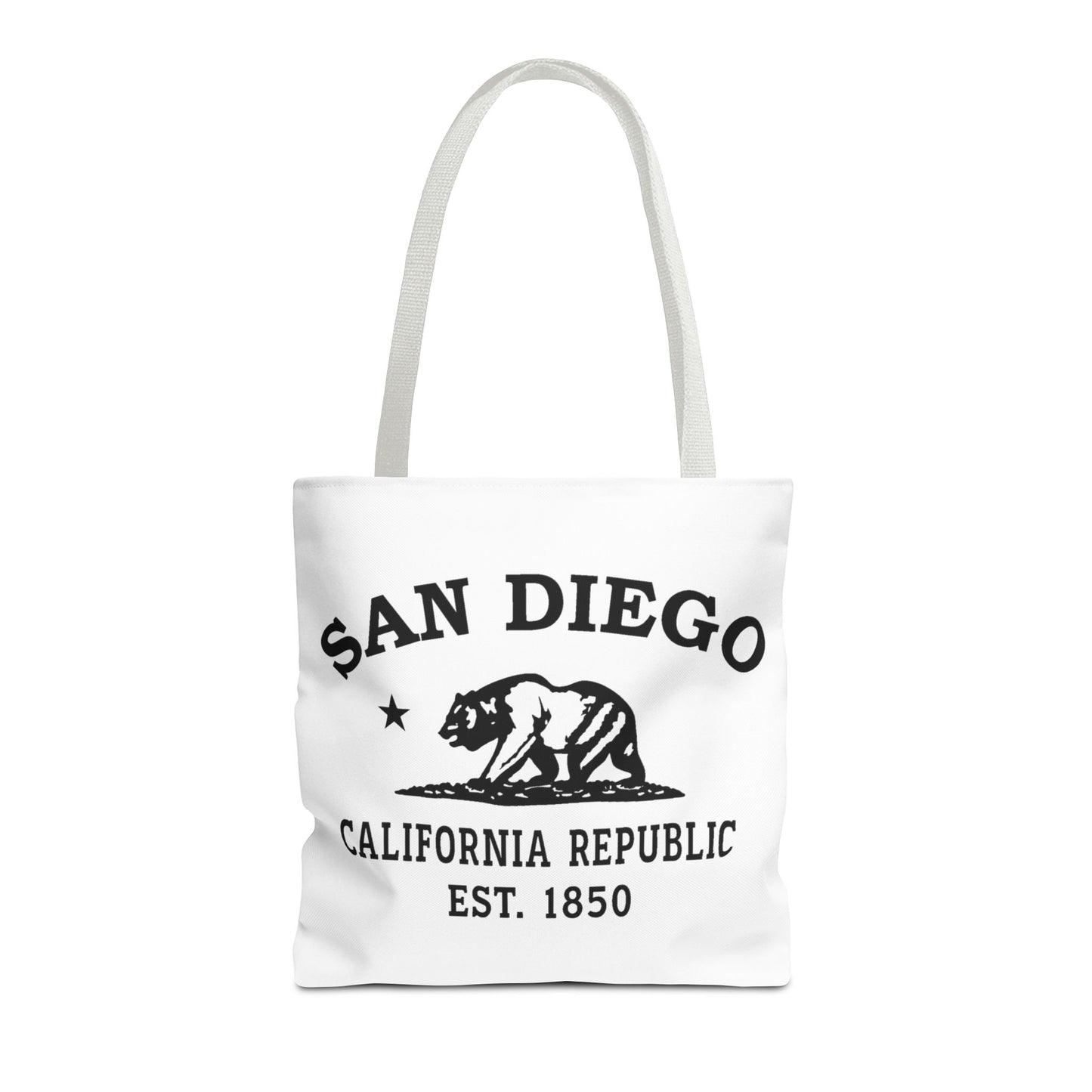 San Diego California Vintage Retro Light Canvas Tote - Black Logo