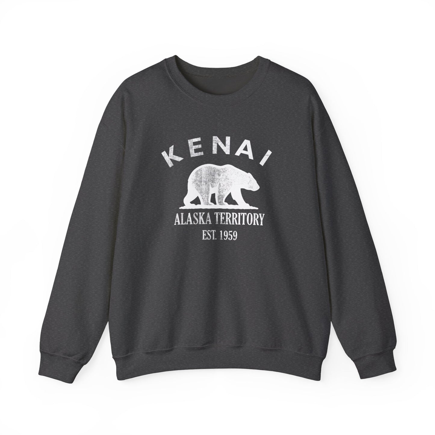 Kenai Alaska Vintage Retro Unisex Heavy Crewneck Sweatshirt - White Logo