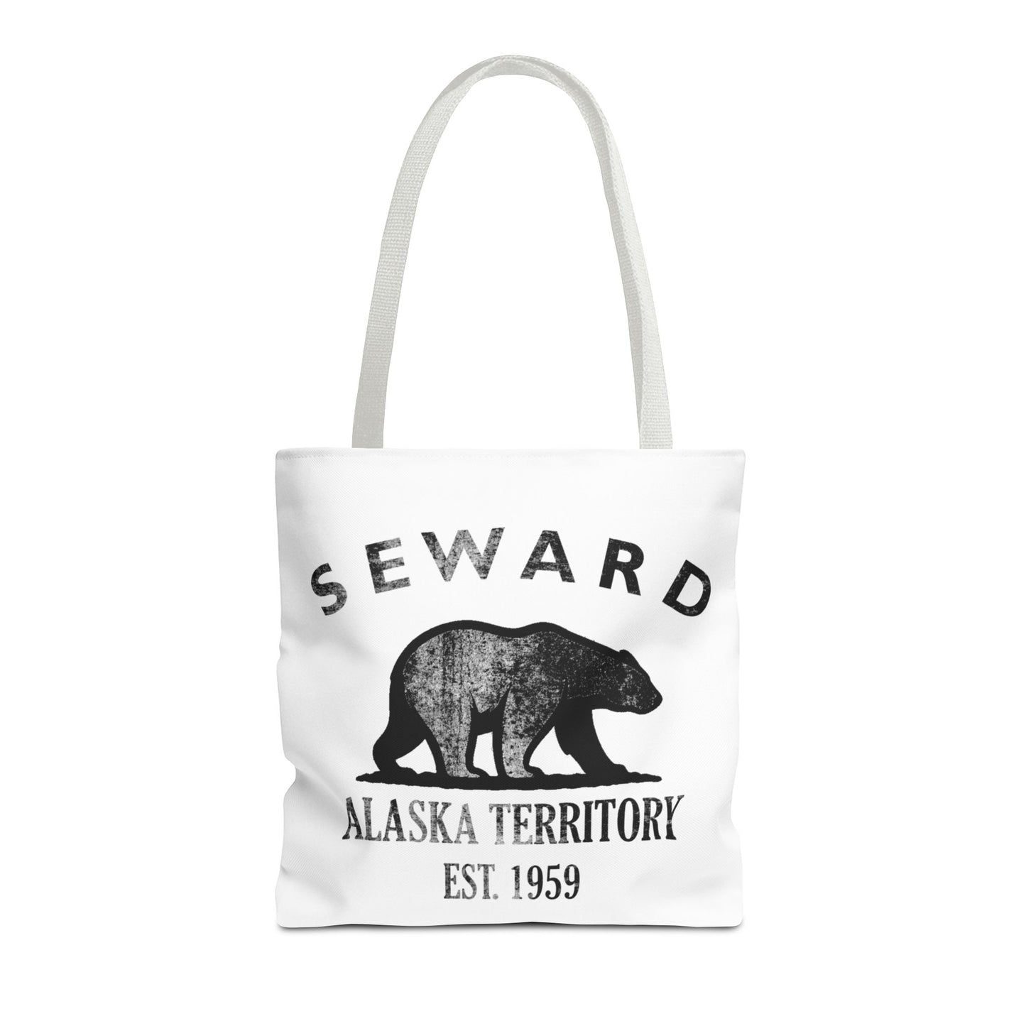 Seward Alaska Vintage Retro Light Canvas Tote - Black Logo