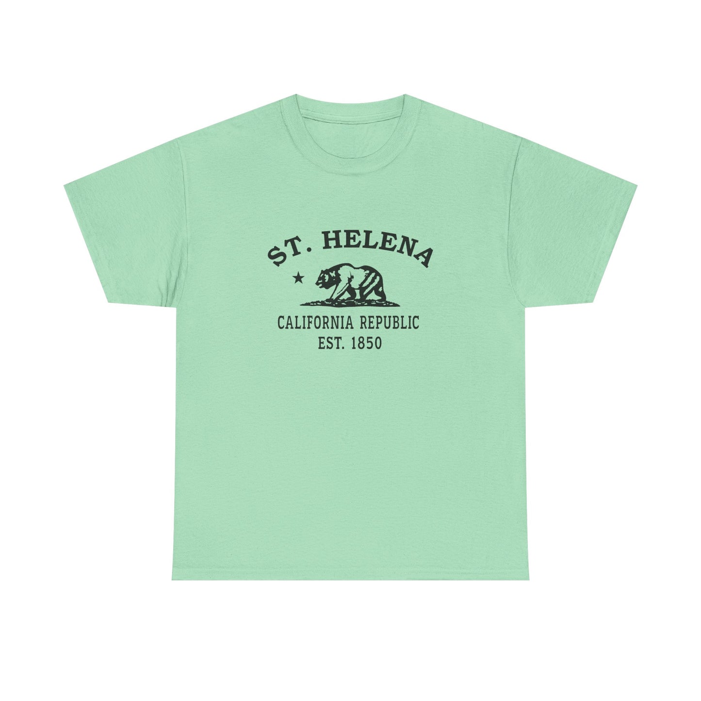 St Helena California Vintage Retro Unisex Heavy Cotton Tee - Black Logo