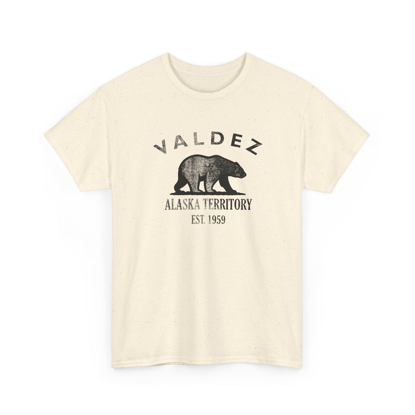 Valdez Alaska Vintage Retro Unisex Heavy Cotton Tee - Black Logo