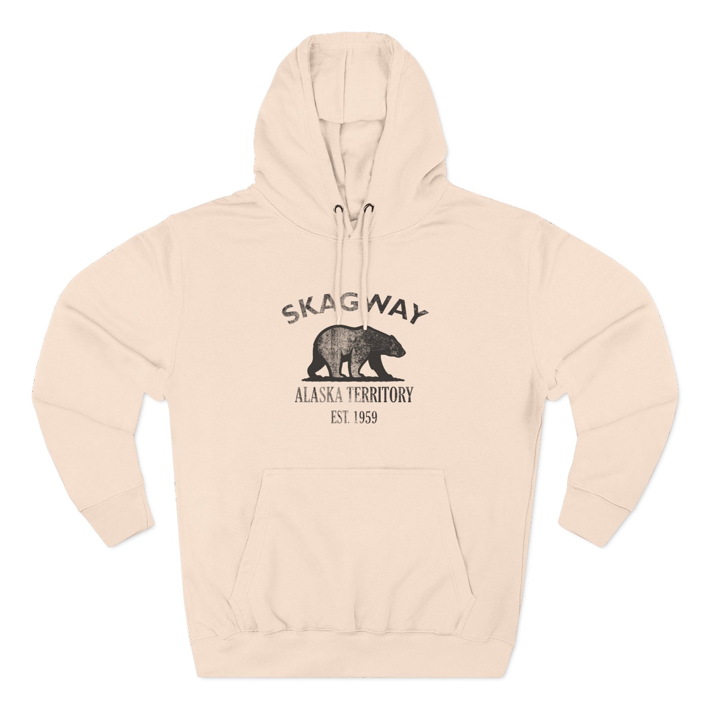 Skagway Alaska Vintage Retro Unisex Heavy Cotton Hoodie - Black Logo