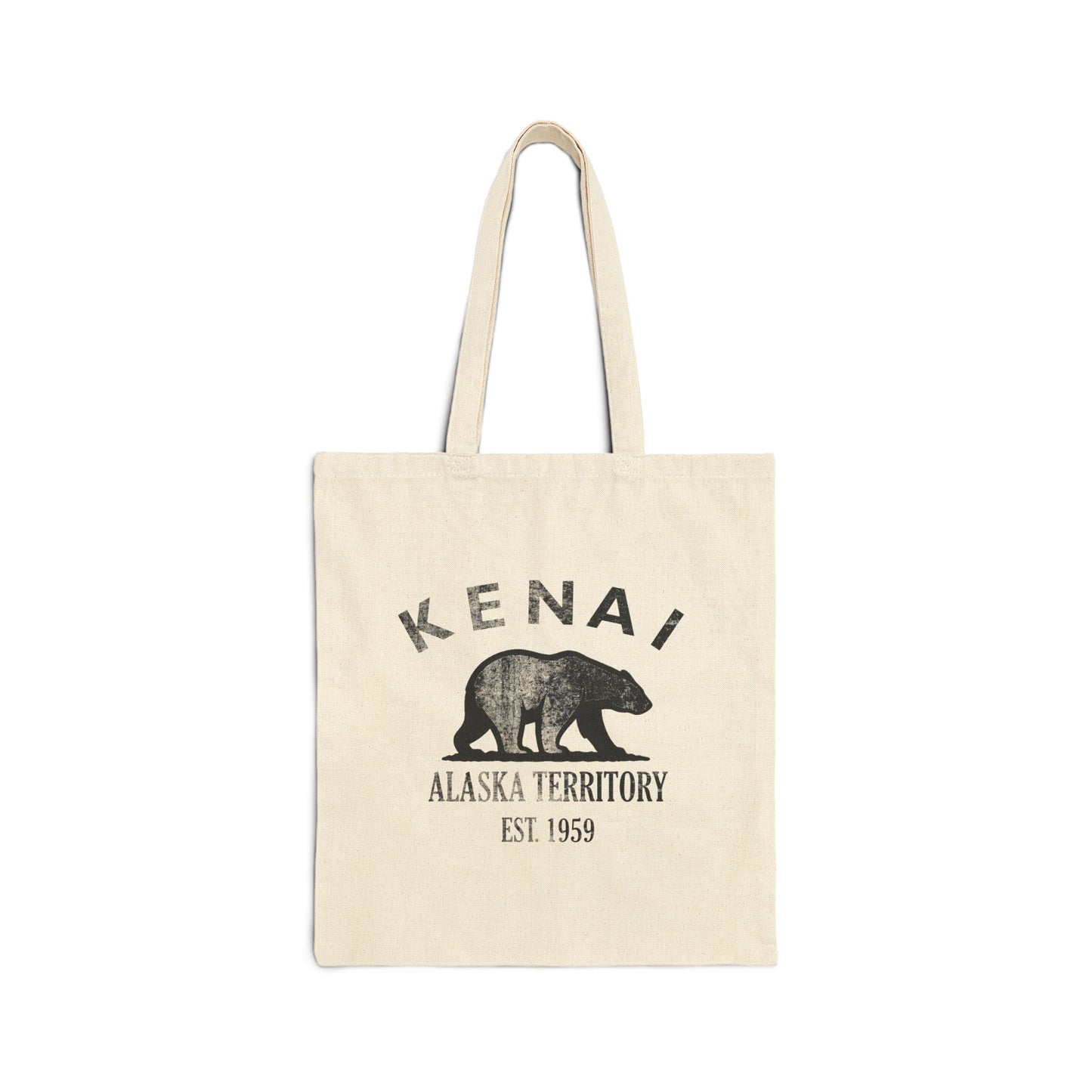 Kenai Alaska Vintage Retro Cotton Canvas Tote Bag - Black Logo
