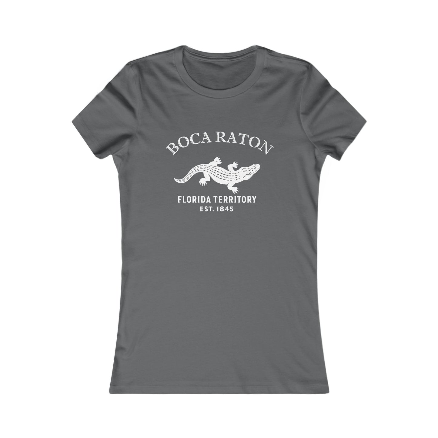 Boca Raton Florida Vintage Retro Womens Fitted Ringspun Cotton Tee - White Logo