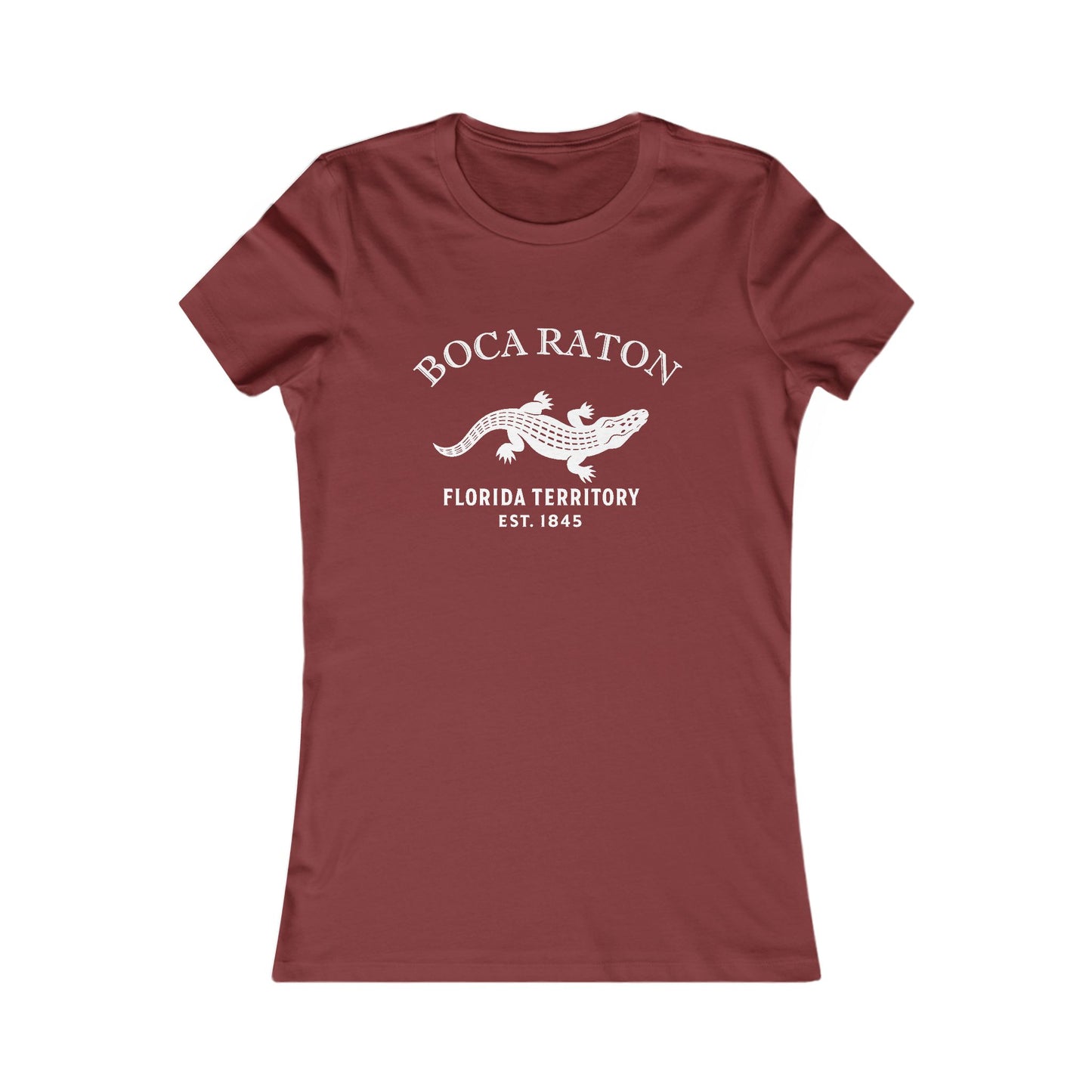 Boca Raton Florida Vintage Retro Womens Fitted Ringspun Cotton Tee - White Logo