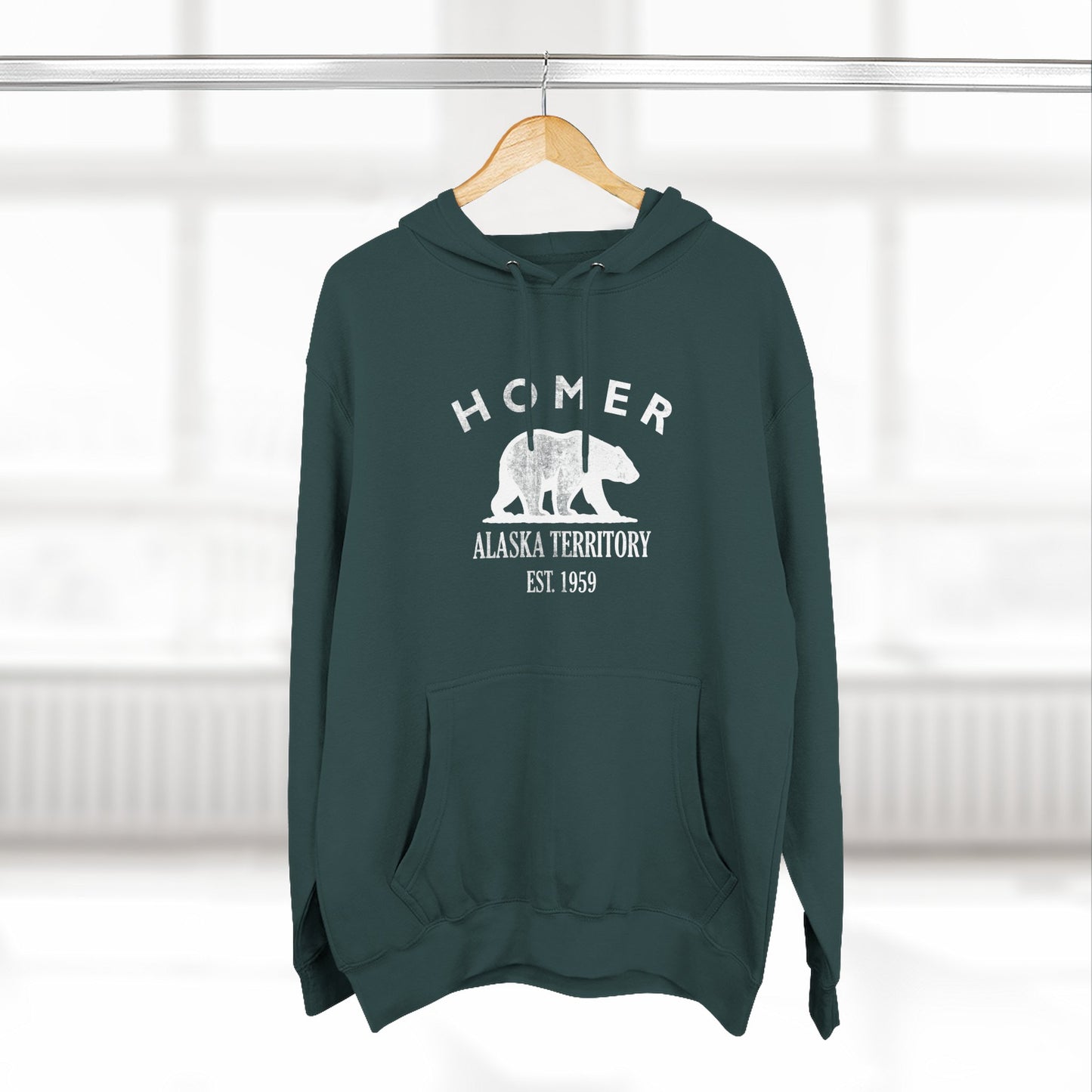 Homer Alaska Vintage Retro Unisex Heavy Cotton Hoodie - White Logo