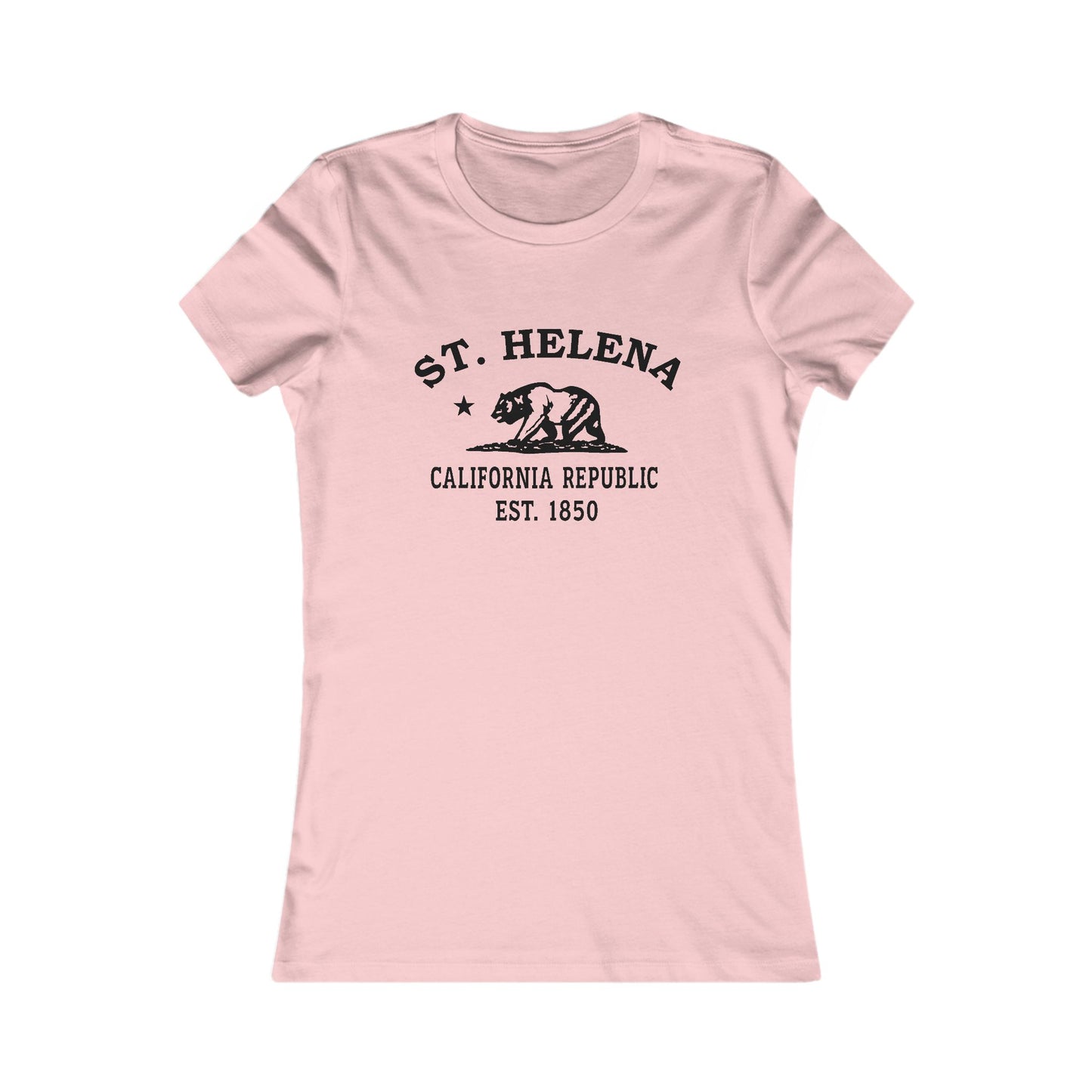 St Helena California Ringspun Cotten Fitted Vintage Retro Womens Tee - Black Logo