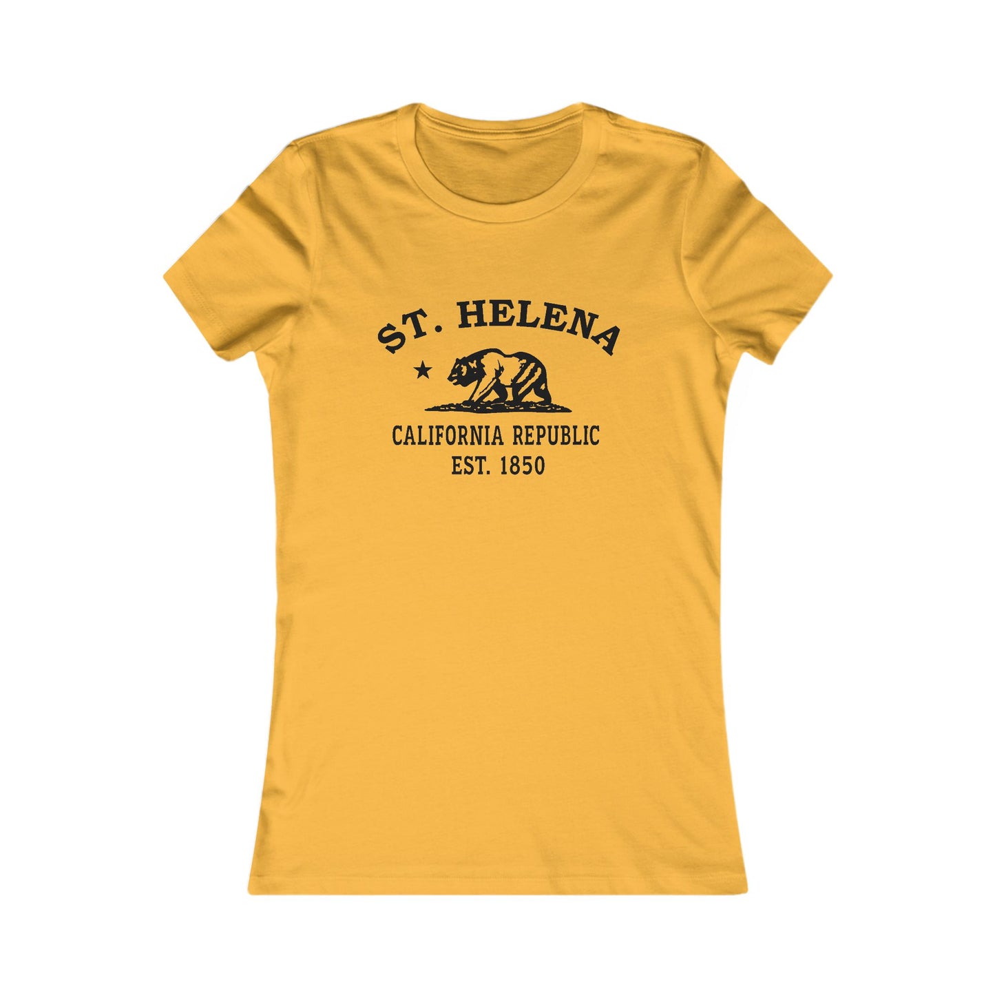 St Helena California Ringspun Cotten Fitted Vintage Retro Womens Tee - Black Logo