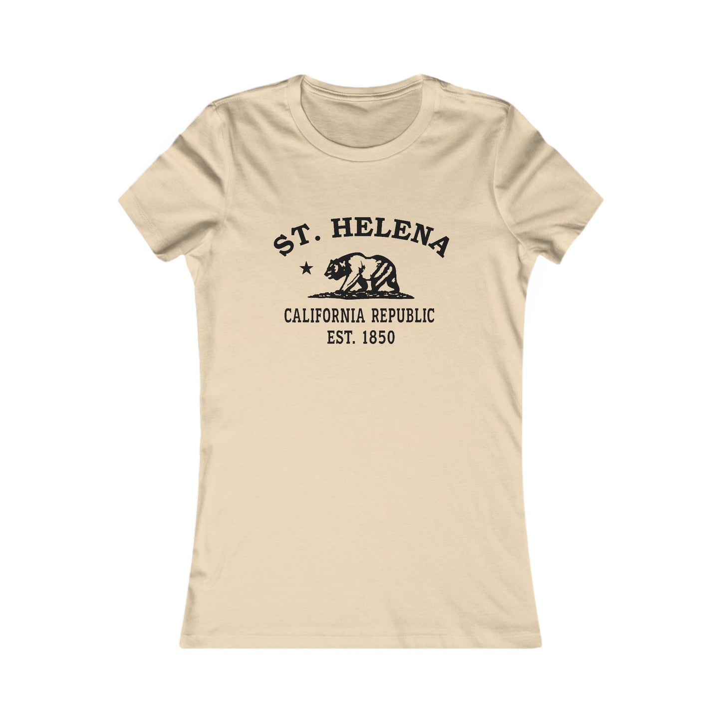 St Helena California Ringspun Cotten Fitted Vintage Retro Womens Tee - Black Logo