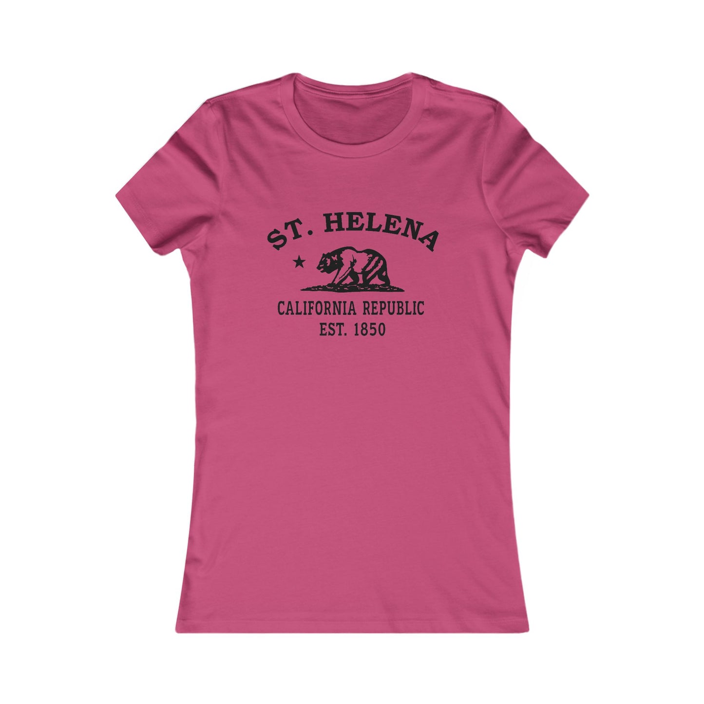 St Helena California Ringspun Cotten Fitted Vintage Retro Womens Tee - Black Logo
