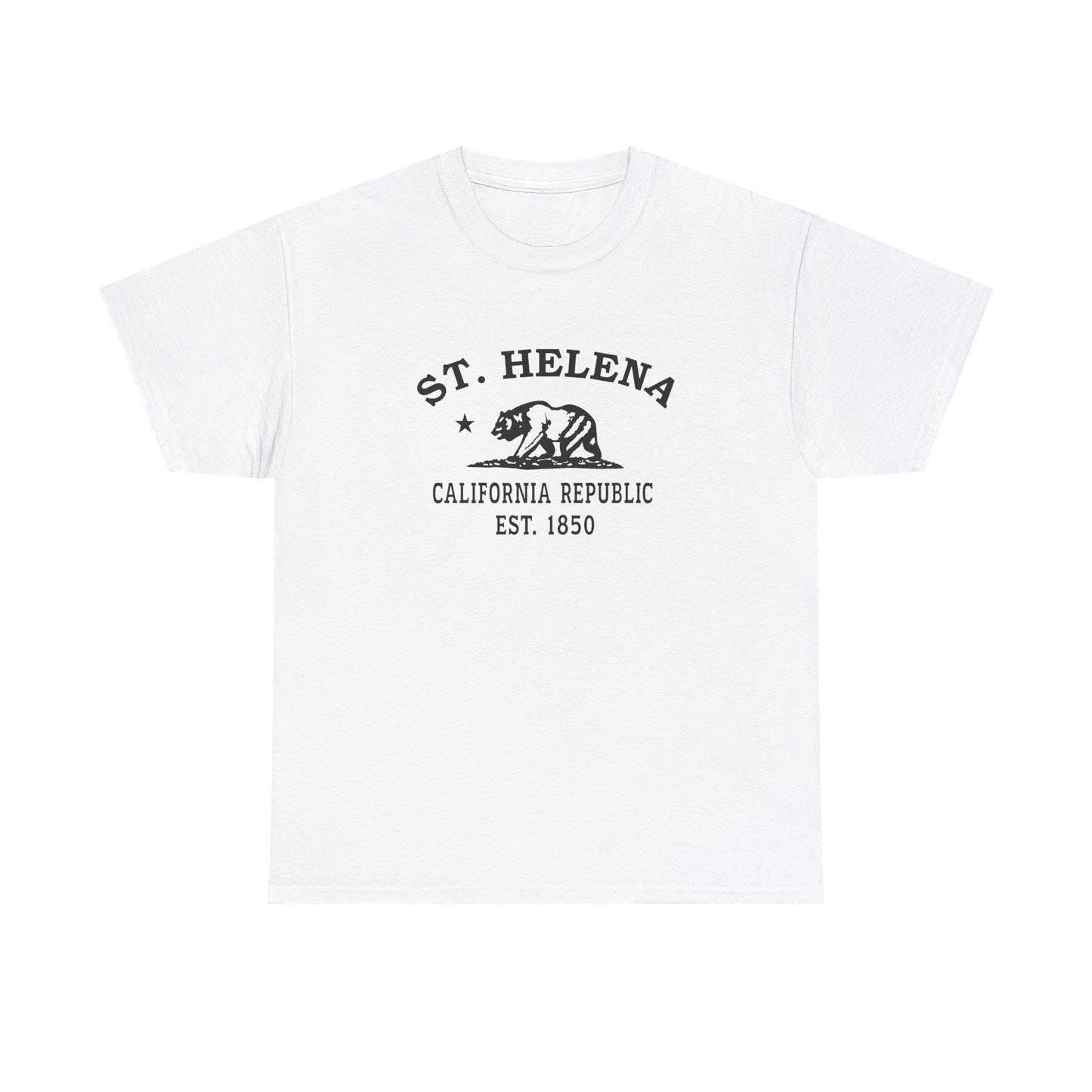 St Helena California Vintage Retro Unisex Heavy Cotton Tee - Black Logo