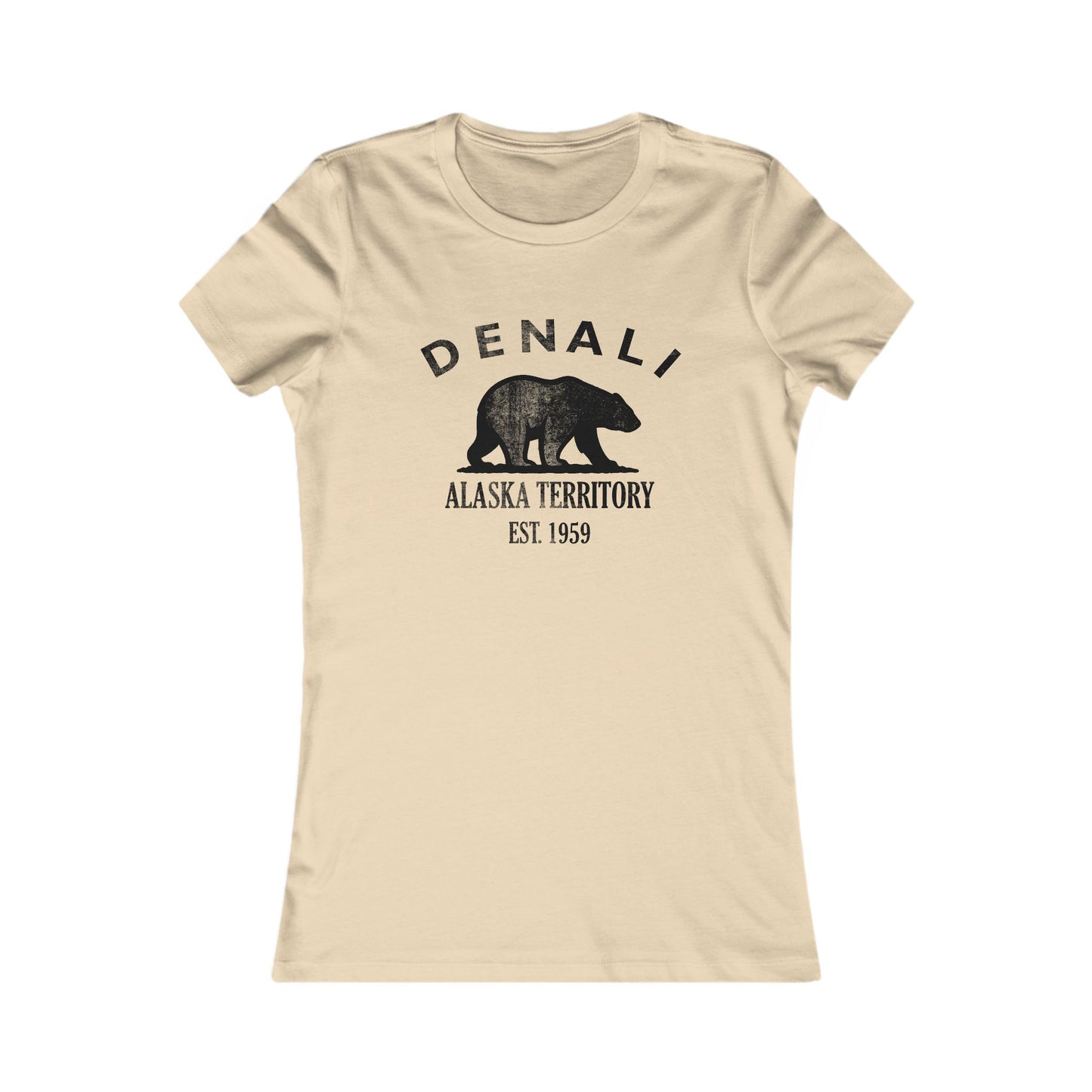 Denali Alaska Ringspun Cotten Fitted Vintage Retro Womens Tee - Black Logo