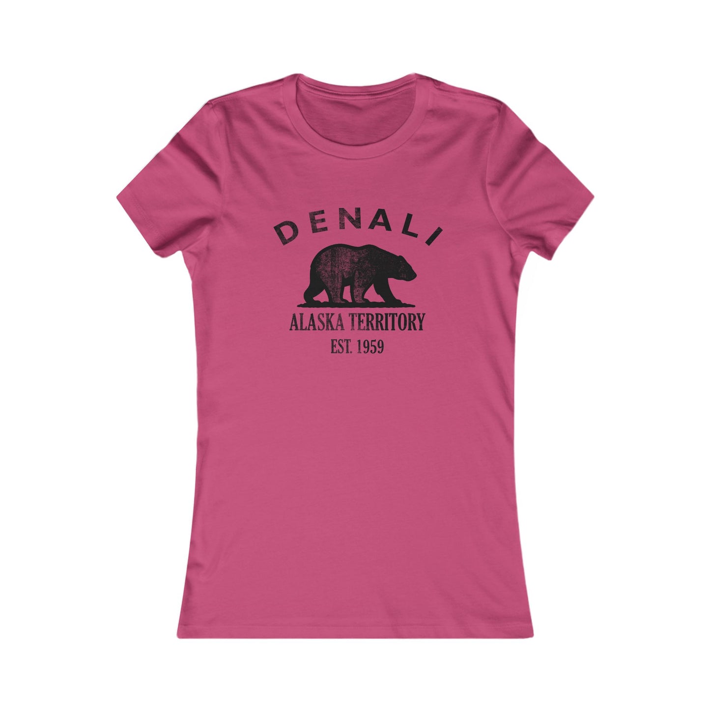 Denali Alaska Ringspun Cotten Fitted Vintage Retro Womens Tee - Black Logo