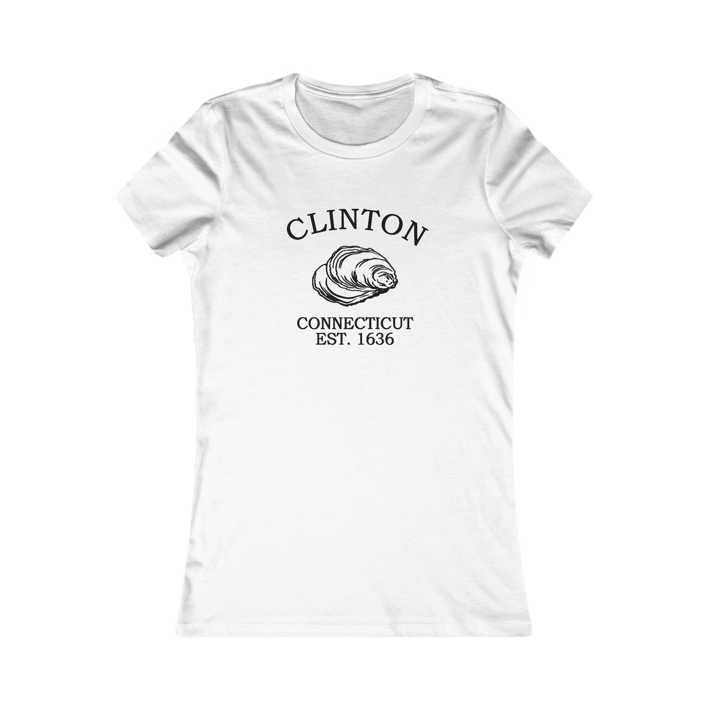 Clinton Connecticut Vintage Retro Womens Fitted Ringspun Cotton Tee - Black Logo