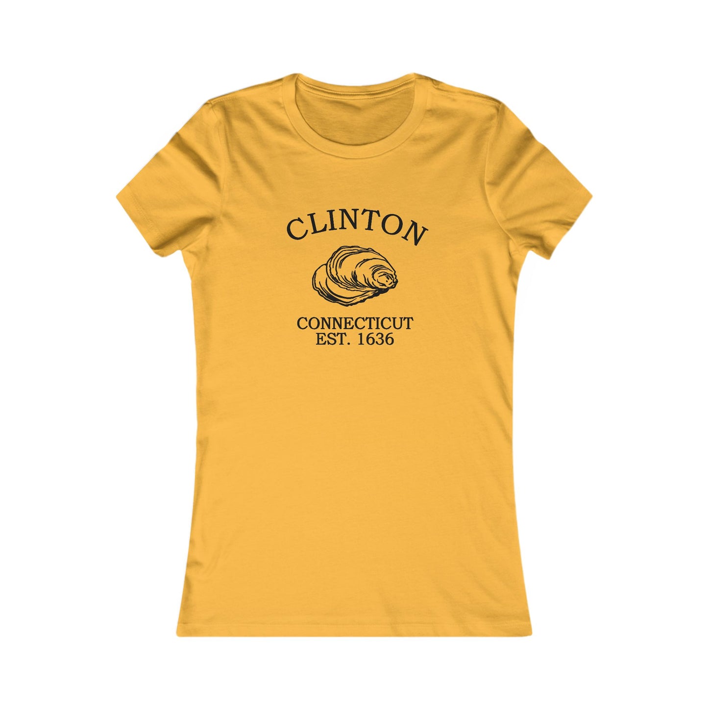 Clinton Connecticut Vintage Retro Womens Fitted Ringspun Cotton Tee - Black Logo