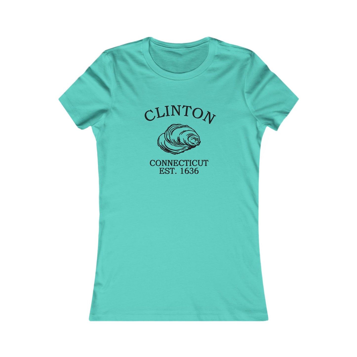 Clinton Connecticut Vintage Retro Womens Fitted Ringspun Cotton Tee - Black Logo