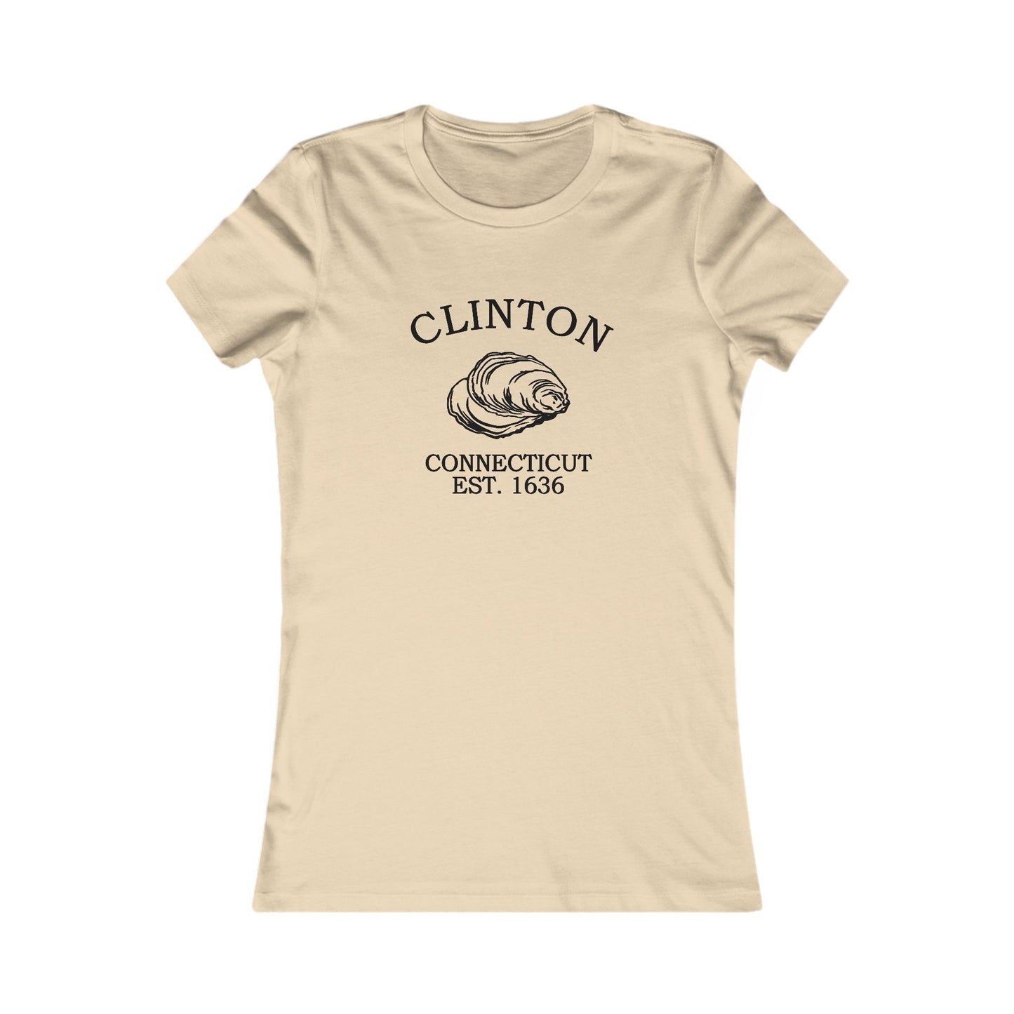 Clinton Connecticut Vintage Retro Womens Fitted Ringspun Cotton Tee - Black Logo