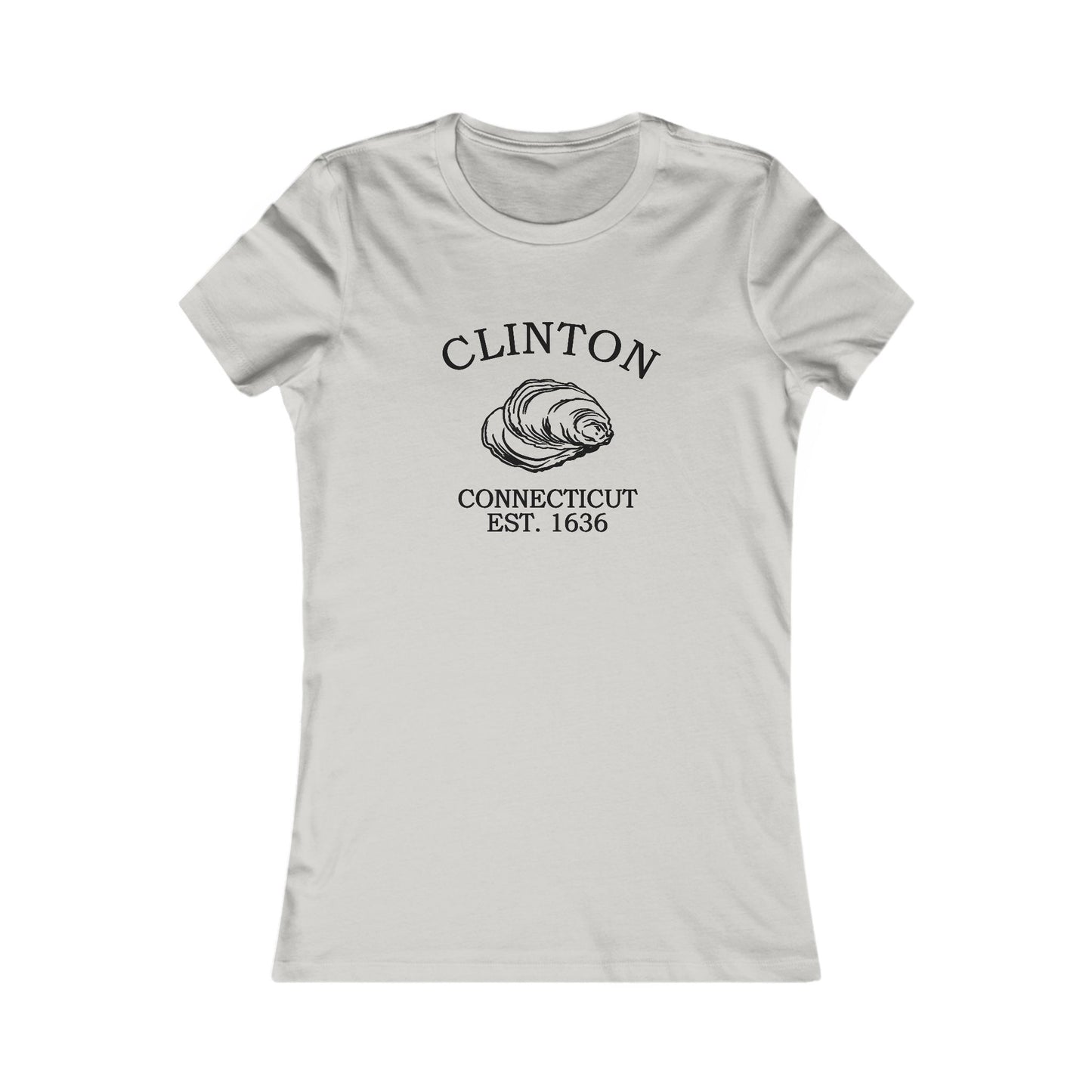 Clinton Connecticut Vintage Retro Womens Fitted Ringspun Cotton Tee - Black Logo