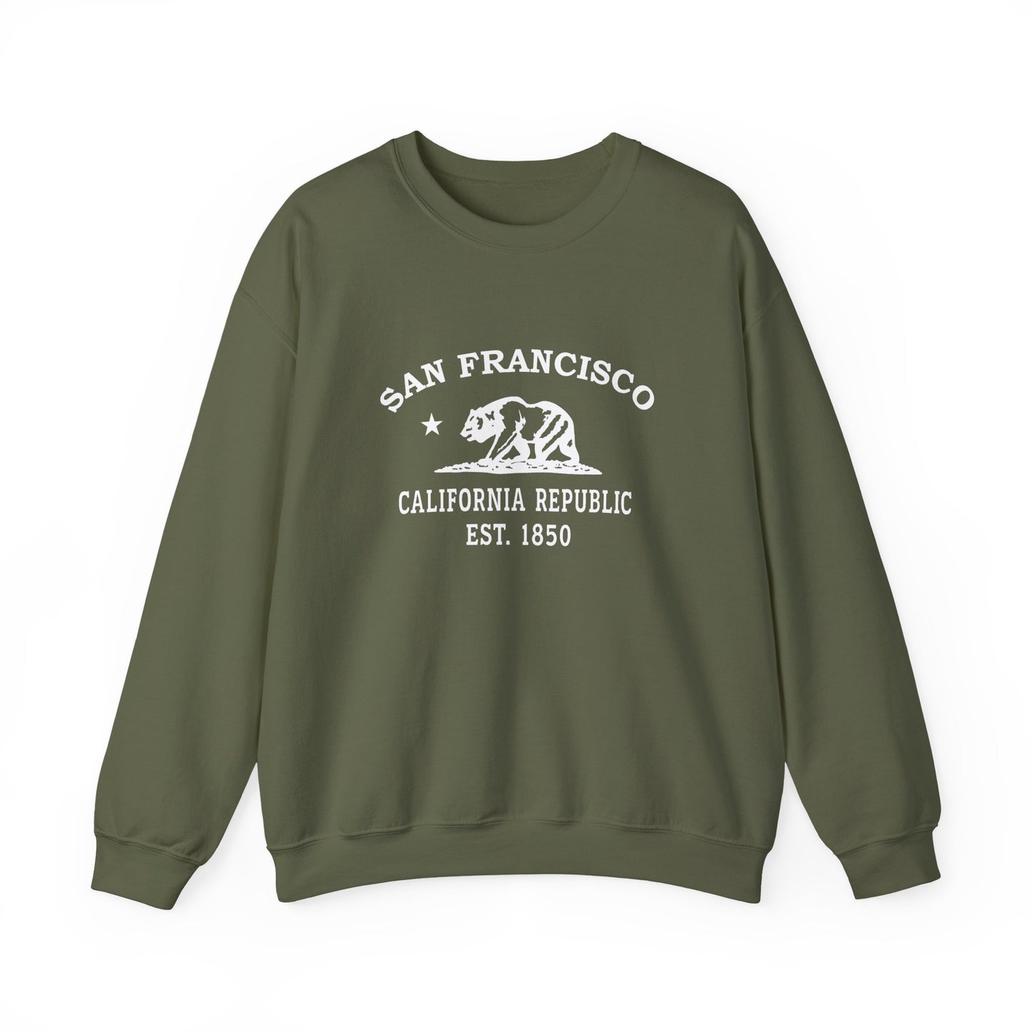 San Francisco California Vintage Retro Unisex Heavy Crewneck Sweatshirt - White Logo