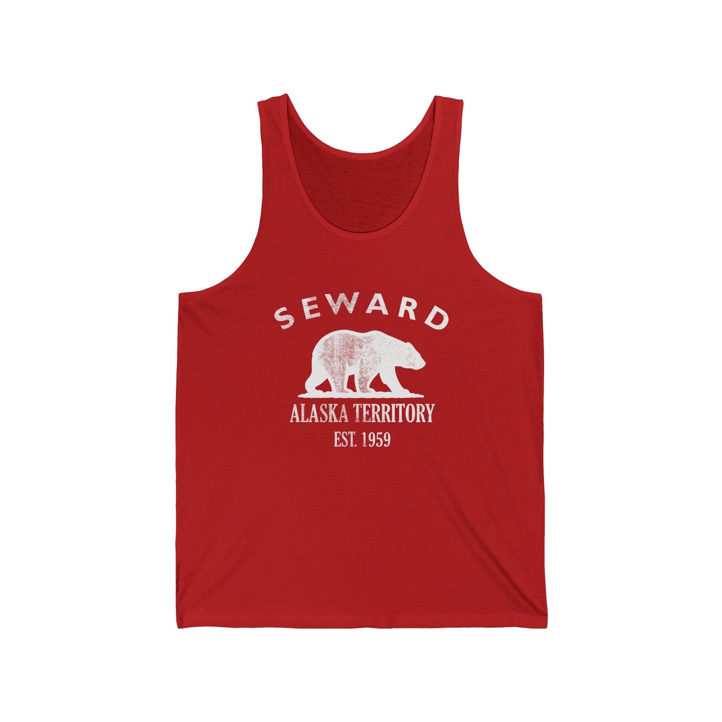 Seward Alaska Vintage Retro Unisex Cotton Jersey Tank Top - White Logo