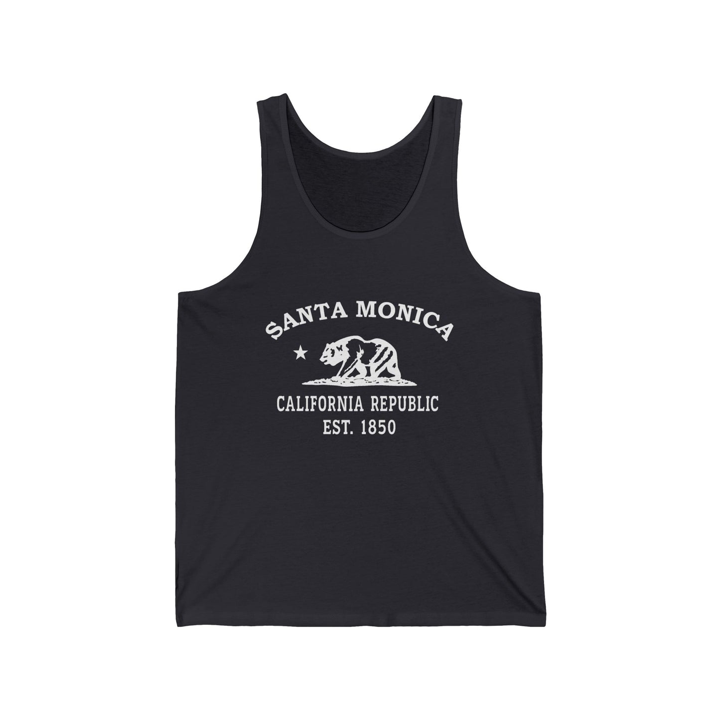 Santa Monica California Unisex Cotton Jersey Tank Top - White Logo