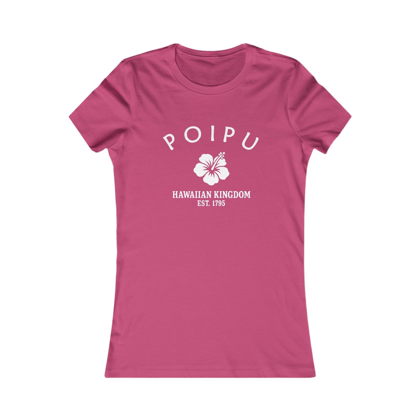 Poipu Hawaii Vintage Retro Womens Fitted Ringspun Cotton Tee - White Logo