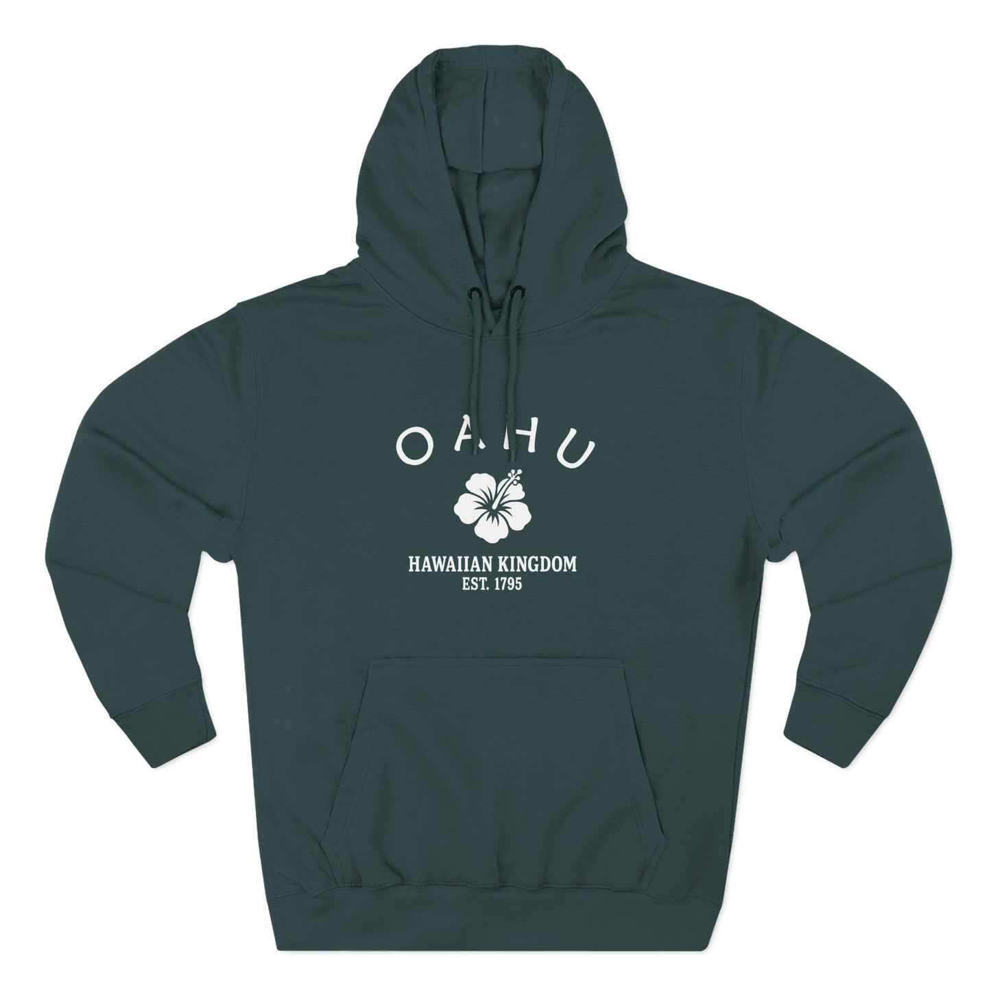 Oahu Hawaii Vintage Retro Unisex Heavy Cotton Hoodie - White Logo