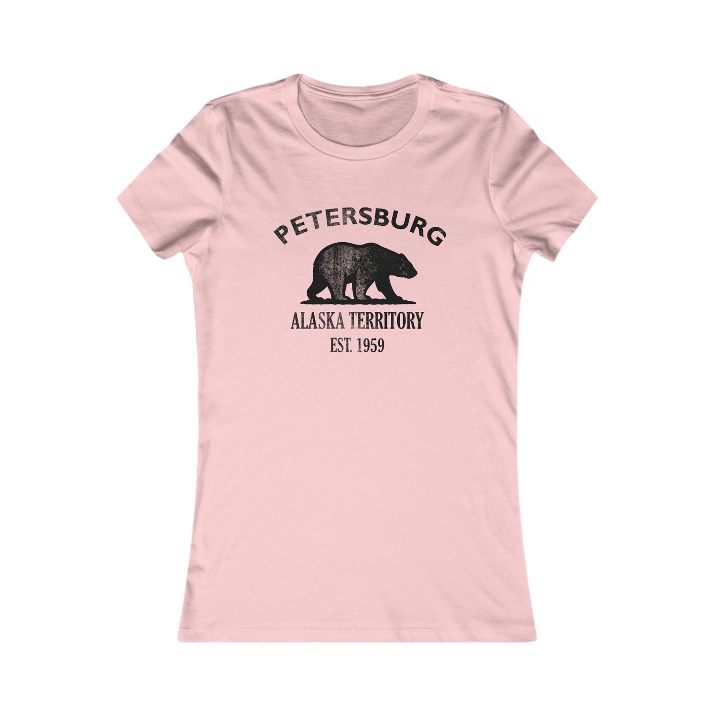 Petersburg Alaska Vintage Retro Womens Fitted Ringspun Cotton Tee - Black Logo