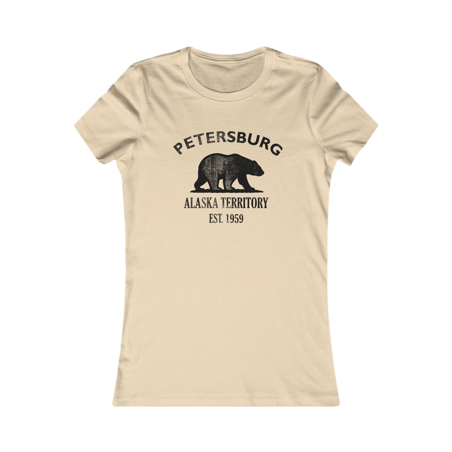 Petersburg Alaska Vintage Retro Womens Fitted Ringspun Cotton Tee - Black Logo