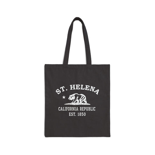 St Helena California Vintage Retro Cotton Canvas Tote Bag - White Logo