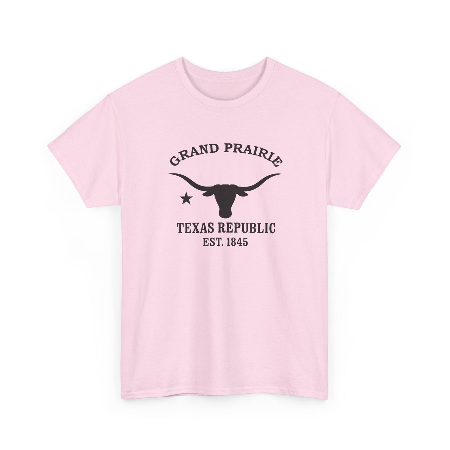 Grand Prairie Texas Vintage Retro Unisex Heavy Cotton Tee - Black Logo