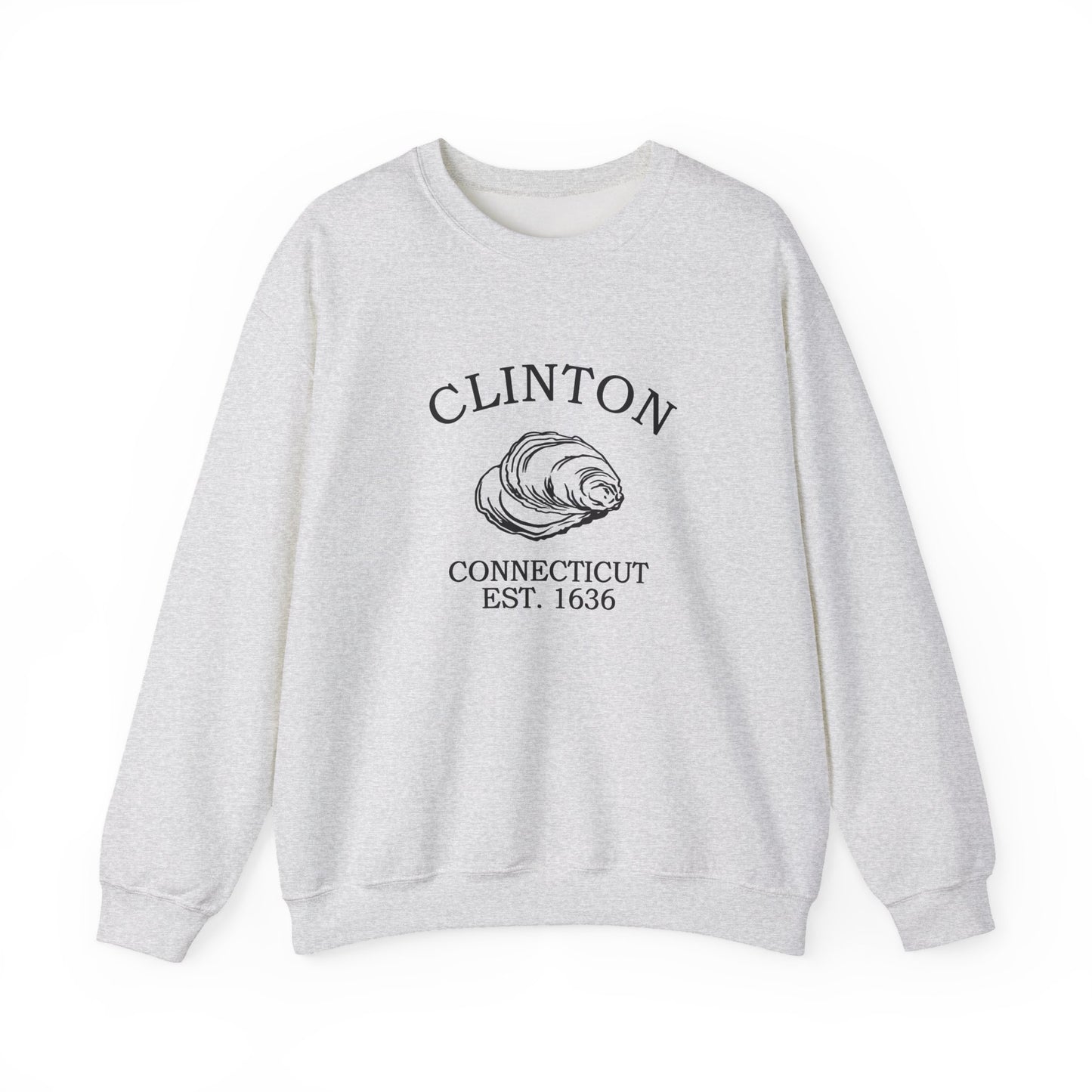 Clinton Connecticut Vintage Retro Unisex Heavy Crewneck Sweatshirt - Black Logo