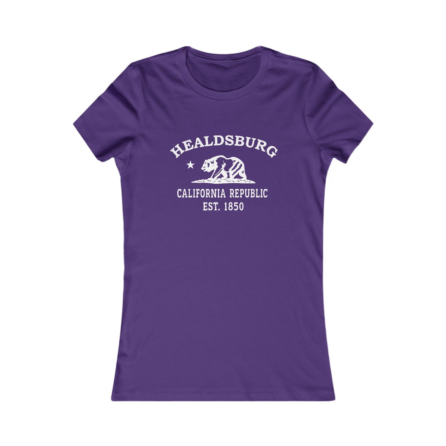Healdsburg California Vintage Retro Womens Fitted Ringspun Cotton Tee - White Logo