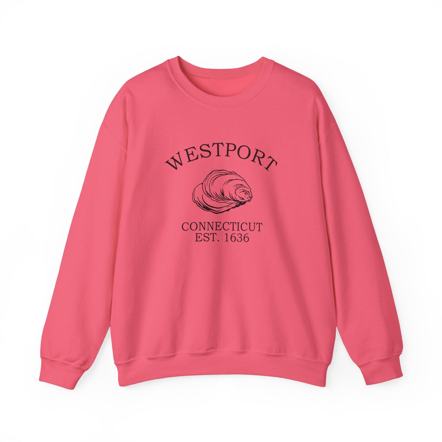 Westport Connecticut Vintage Retro Unisex Heavy Crewneck Sweatshirt - Black Logo