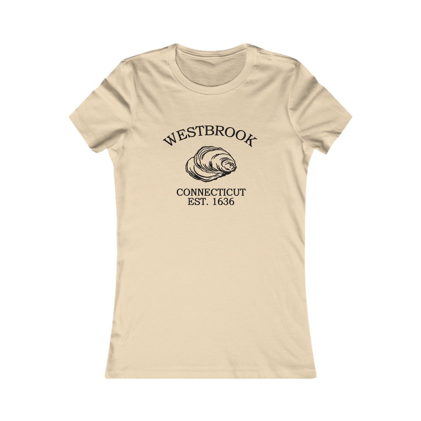 Westbrook Connecticut Vintage Retro Womens Fitted Ringspun Cotton Tee - Black Logo