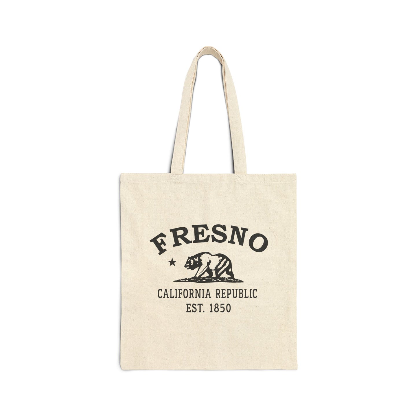 Fresno California Vintage Retro Cotton Canvas Tote Bag - Black Logo