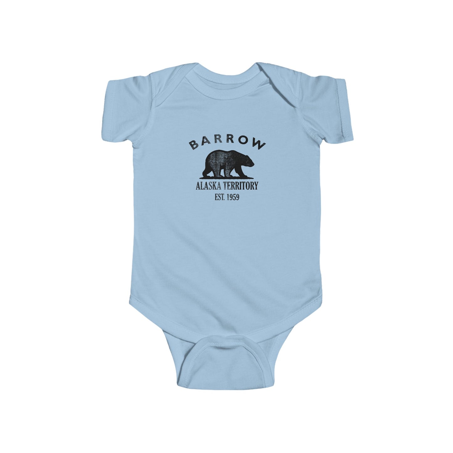 Barrow Alaska Vintage Retro Cotton Jersey Baby Bodysuit - Black Logo